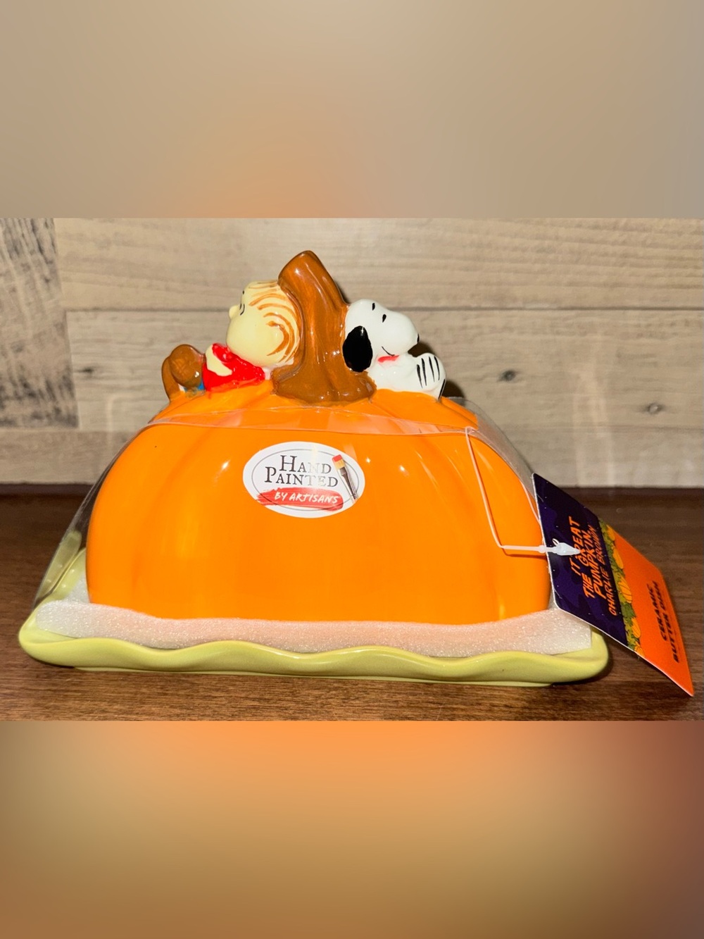 🥰 Peanuts Great Pumpkin 🎃 Charlie Brown Snoopy Linus Ceramic Butter 🧈 Dish New